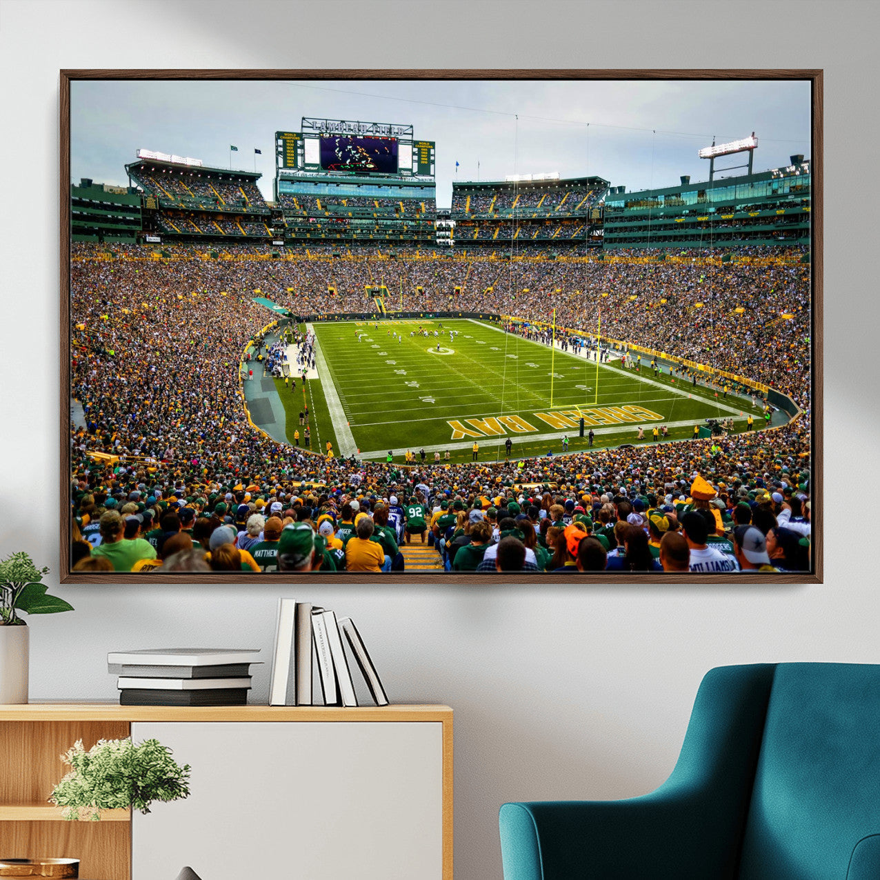 GBP101-MGV-FC-36X24 - Green Bay Packers Lambeau Field Stadium Wall Art Canvas Print, Iconic NFL Football Stadium Artwork, Wisconsin Sports Home Decor