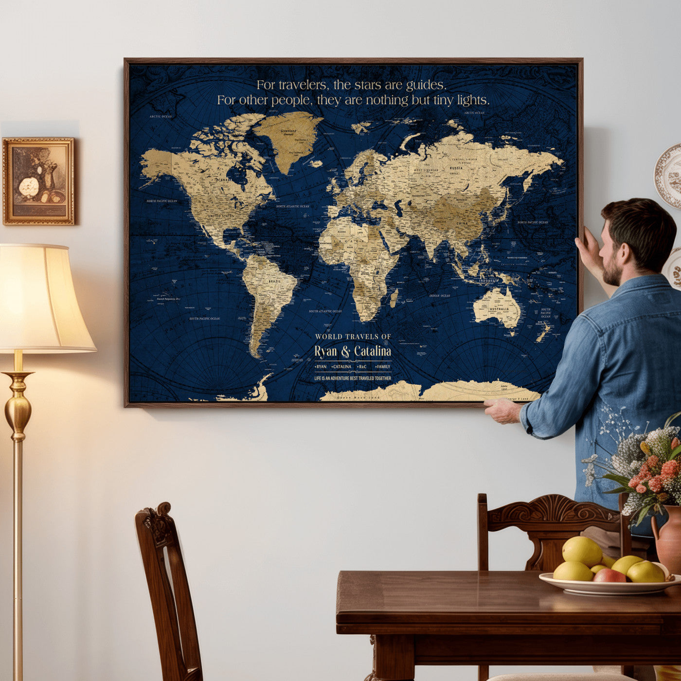 12665245-MGV-FC-36X24 - Personalized Push Pin World Map Wall Art Canvas Print with Pins – Customize Travel Tracker Map for Home and Office Décor