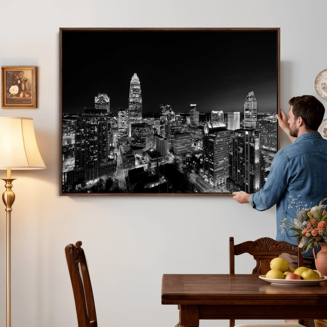 Atlanta Skyline Wall Art Canvas Print, Atlanta Downtown at Night