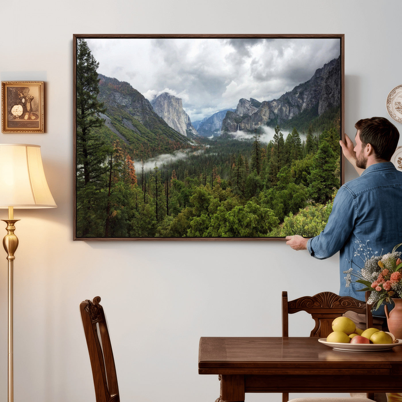 46168759-MGV-CV-36X24 - Yosemite Valley Wall Art Canvas Print, El Capitan Mountain Landscape Nature Wall Decor