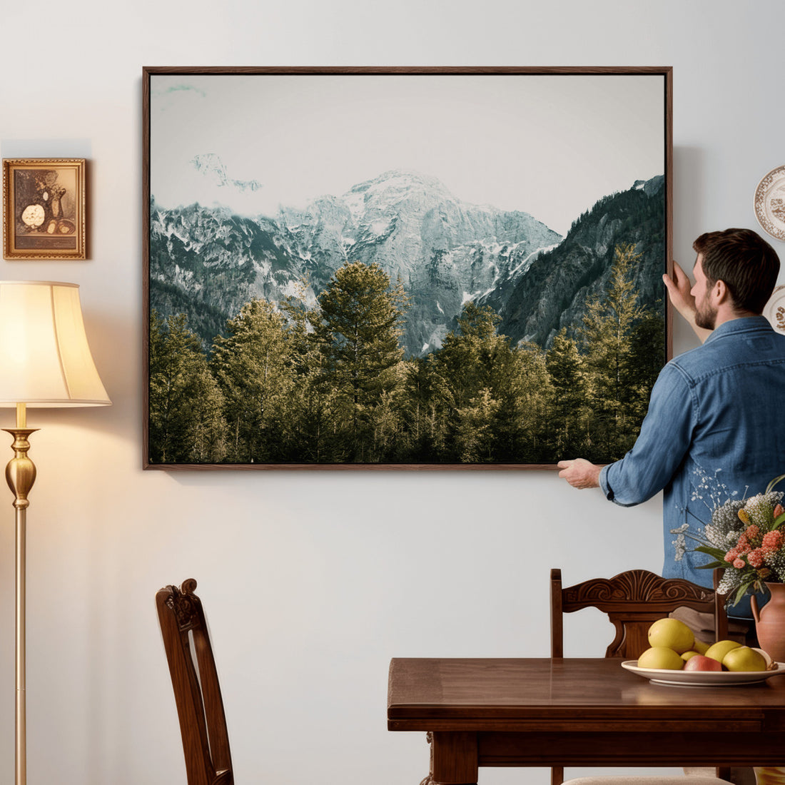 Mountain Forest Wall Art Canvas Print, Alpine Landscape