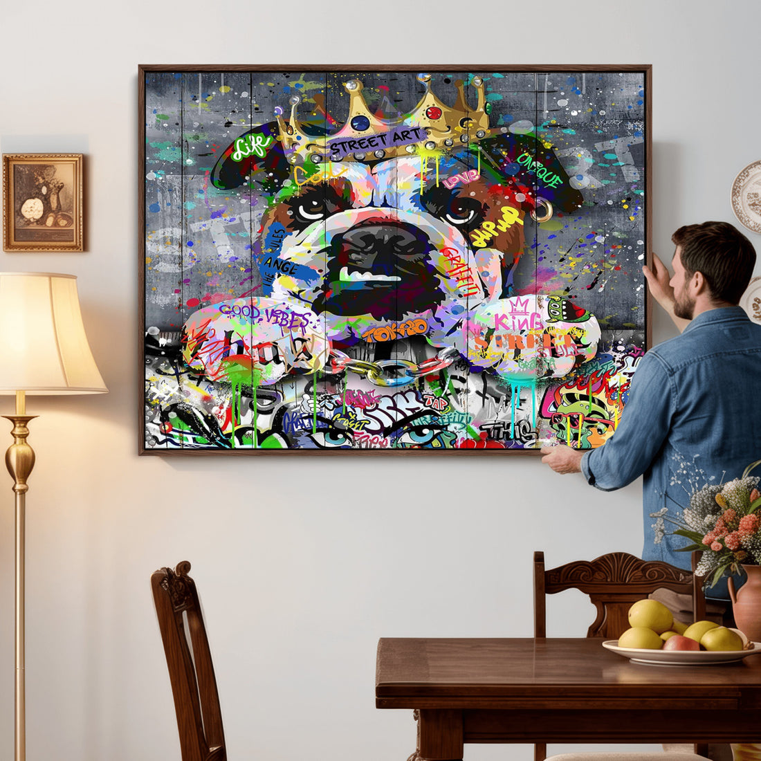 Graffiti Dog Wall Art Decor for Teen Bedroom | Abstract Graffiti Animal Canvas