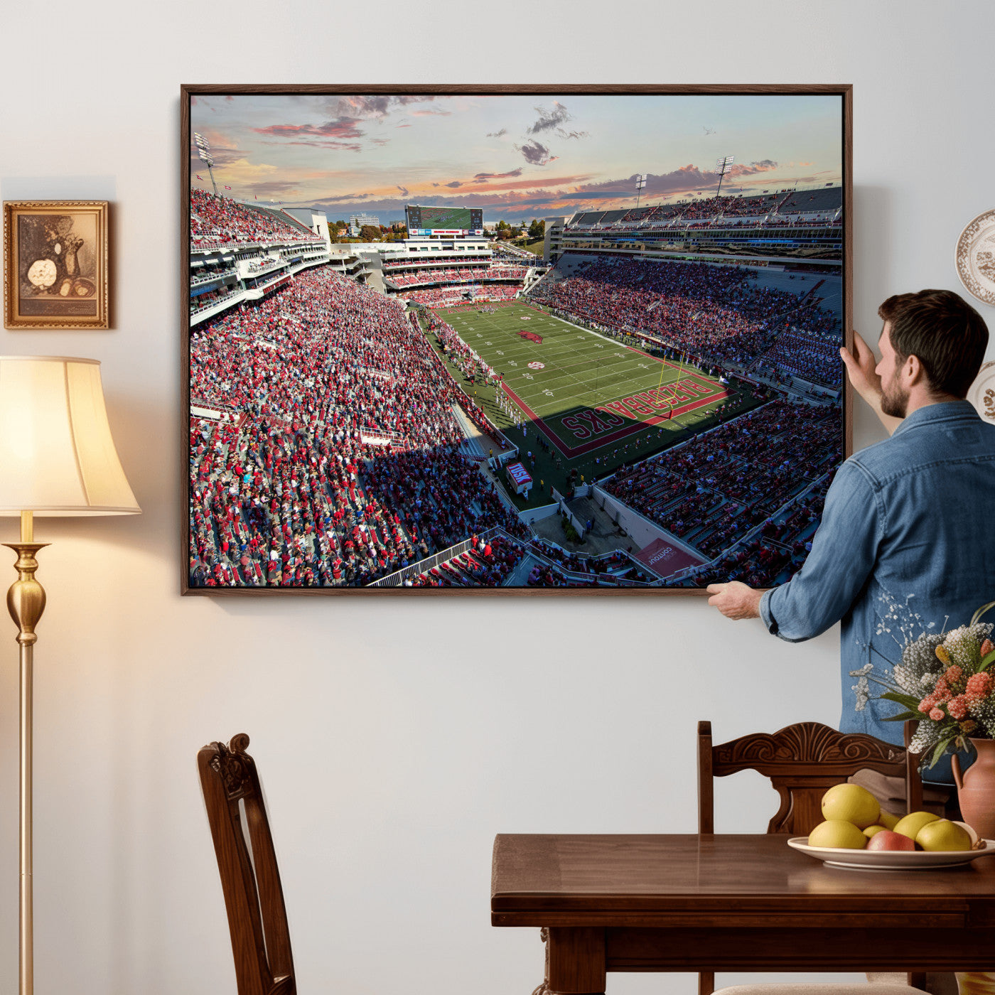 46571211-MGV-CV-36X24 - Donald W. Reynolds Razorback Stadium Wall Art Canvas Print – Arkansas Razorbacks Football Artwork for Home, Office, and Sports Room Decor