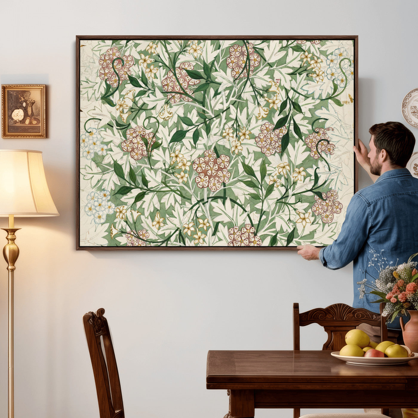 33560597-MGV-CV-36X24 - William Morris Jasmine 1872 Canvas Wall Art — Arts and Crafts Botanical Print | Vintage Green Floral Decor | Cottagecore Gift | Classic Art