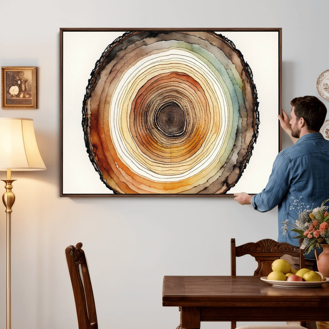Natural Wood Slice Wall Art Canvas Print, Tree Ring Wall Decor