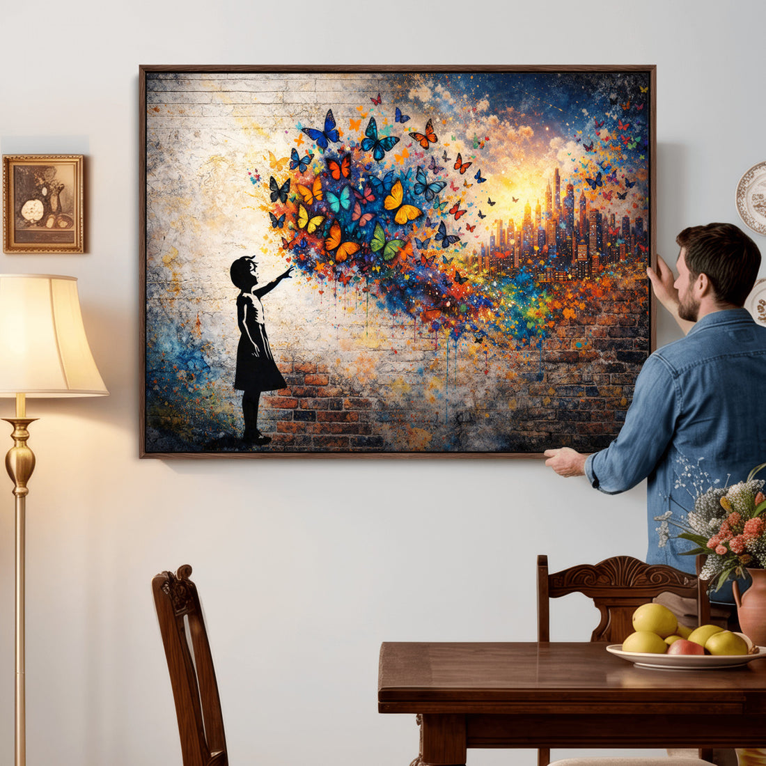 Banksy Girl Wall Art Canvas Print for Living Room Decor