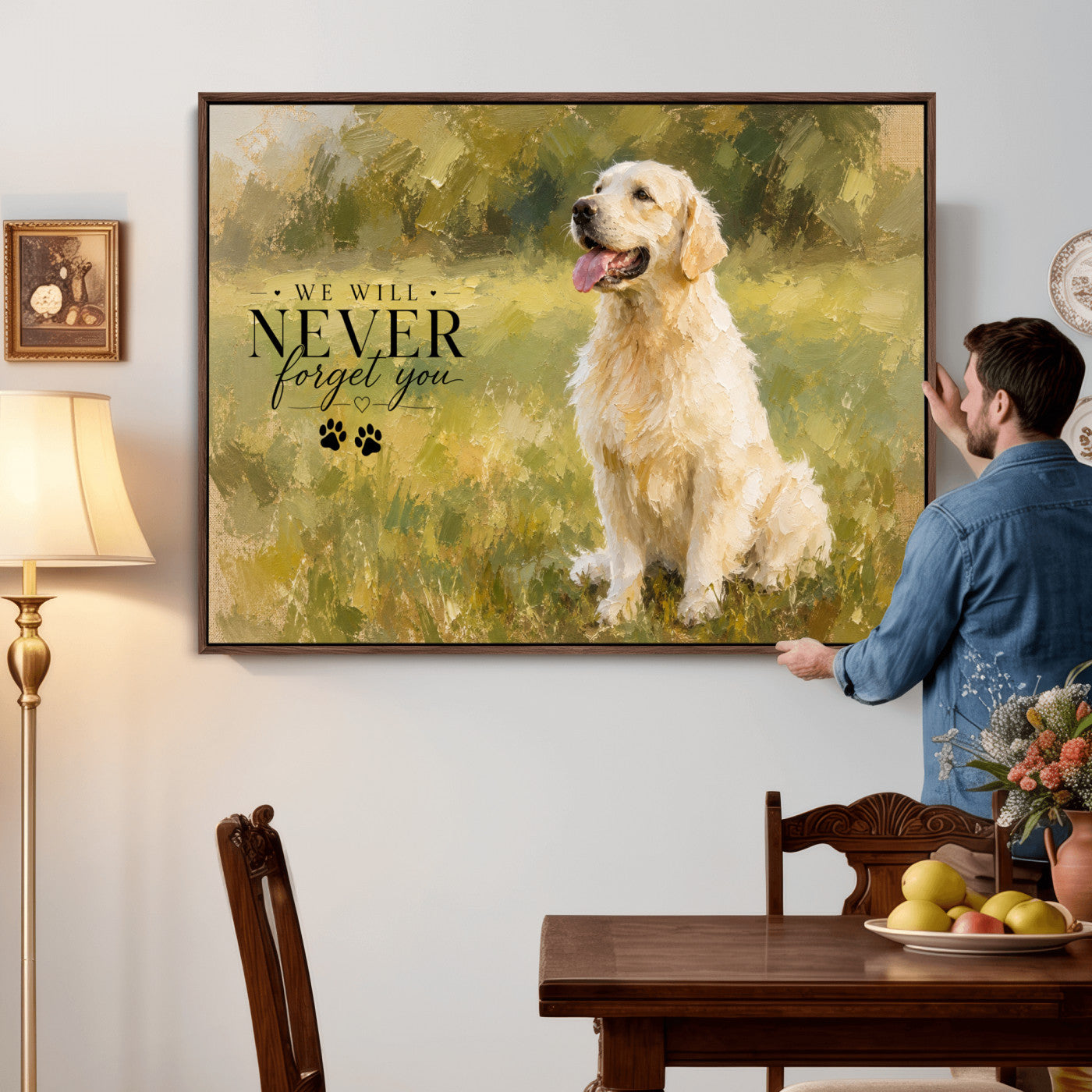 38460512P1-MGV-CV-36X24 - Oil Paint Style Pet Memorial Wall Art Canvas Print, Custom Dog Memorial Portrait, Personalized Angel Pet Loss Gift, Angel Wings Puppy Print
