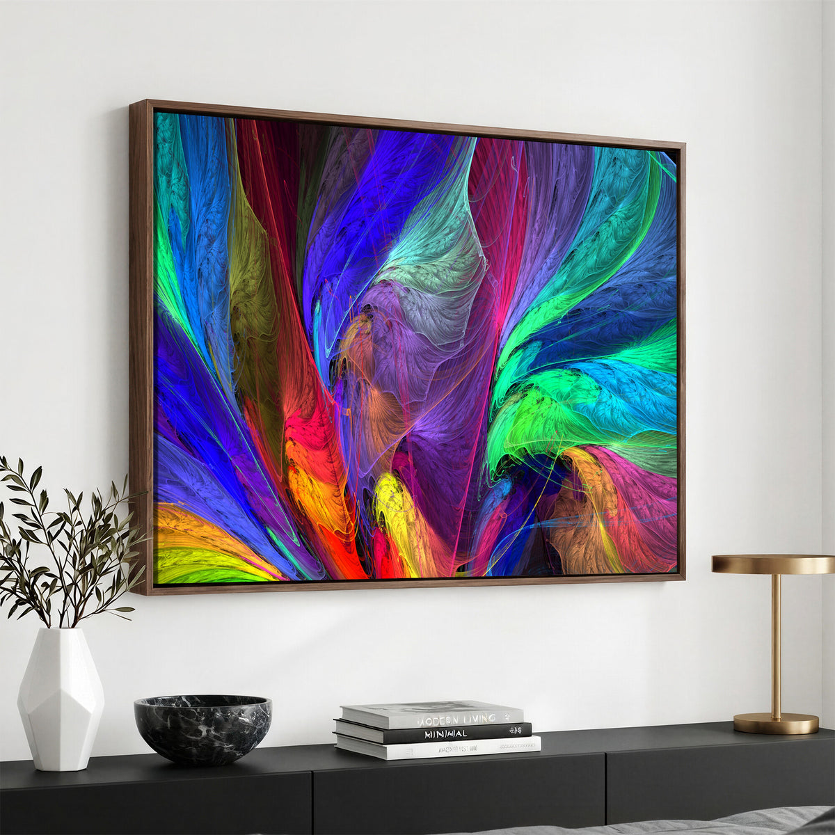 376925791-MGV-CV-36X24 - Colorful Abstract Canvas Wall Art, Rainbow Swirl Fractal Print, Bold Multicolor Living Room Decor, Vibrant Energy Art, Large Abstract Wall Art