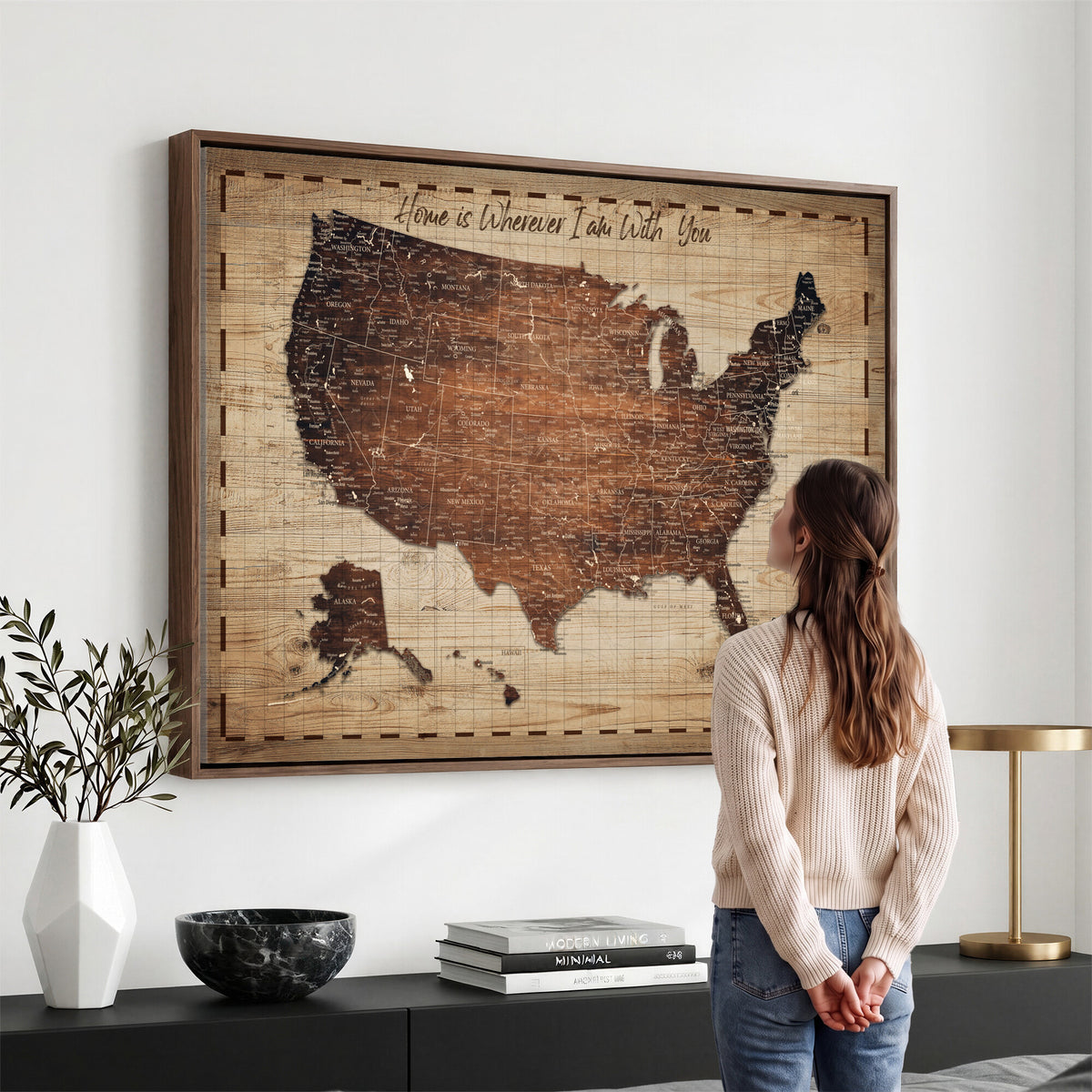 19102499U-MGV-CV-36X24 - Personalized USA Push Pin Travel Map Canvas for Adventure Wall Decor