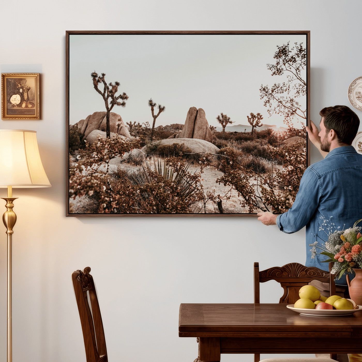 75778944-MGV-CV-36X24 - Joshua Tree Desert Canvas Wall Art Print | Desert Landscape Photography, Boho Southwest Wall Decor, Nature Canvas - Ready to Hang