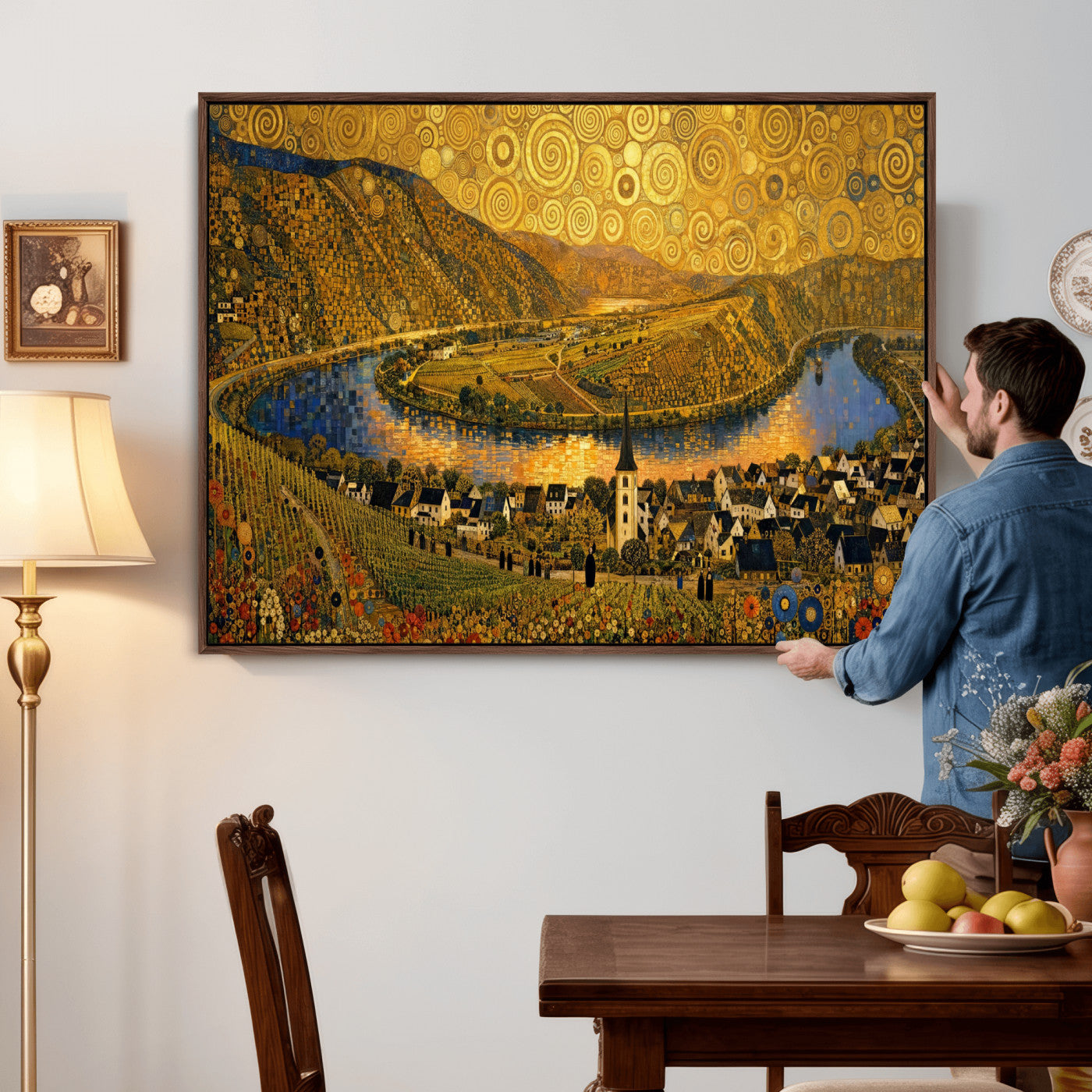 33713008-MGV-CV-36X24 - Gustav Klimt Style Mosel City Wall Art Canvas Print
