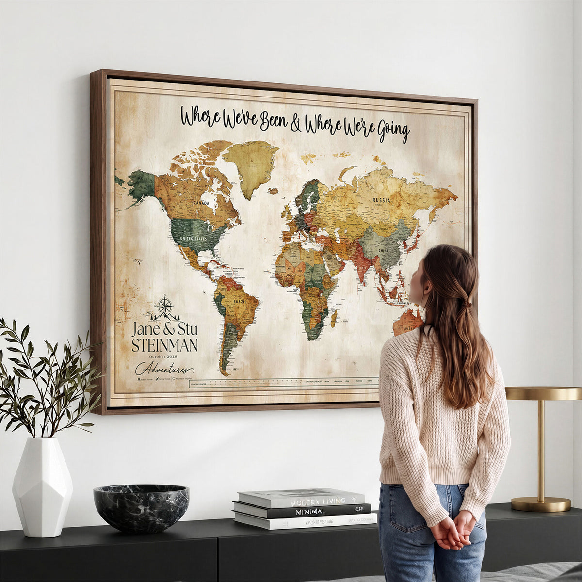 19542567-MGV-CV-36X24 - Custom Push Pin World Map Canvas | Personalized Travel Tracker - NEWMAP-167