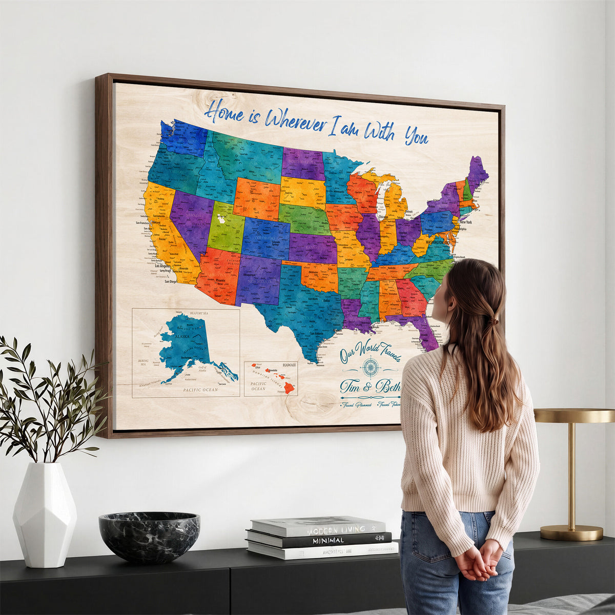 588510355-MGV-CV-36X24 - Personalized USA Push Pin Travel Map – Custom United States Map Wall Art
