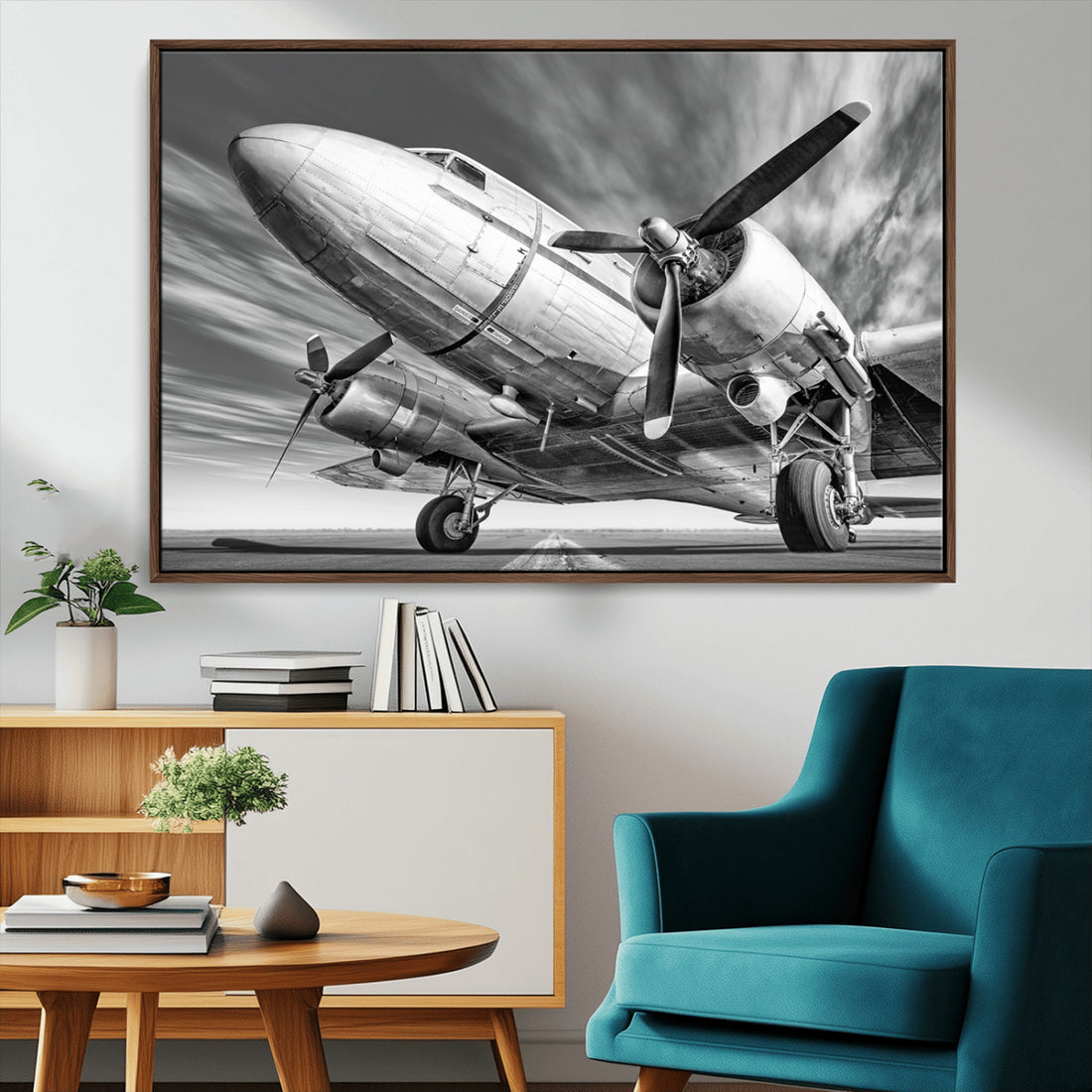 Vintage Airplane on Runway Canvas Print