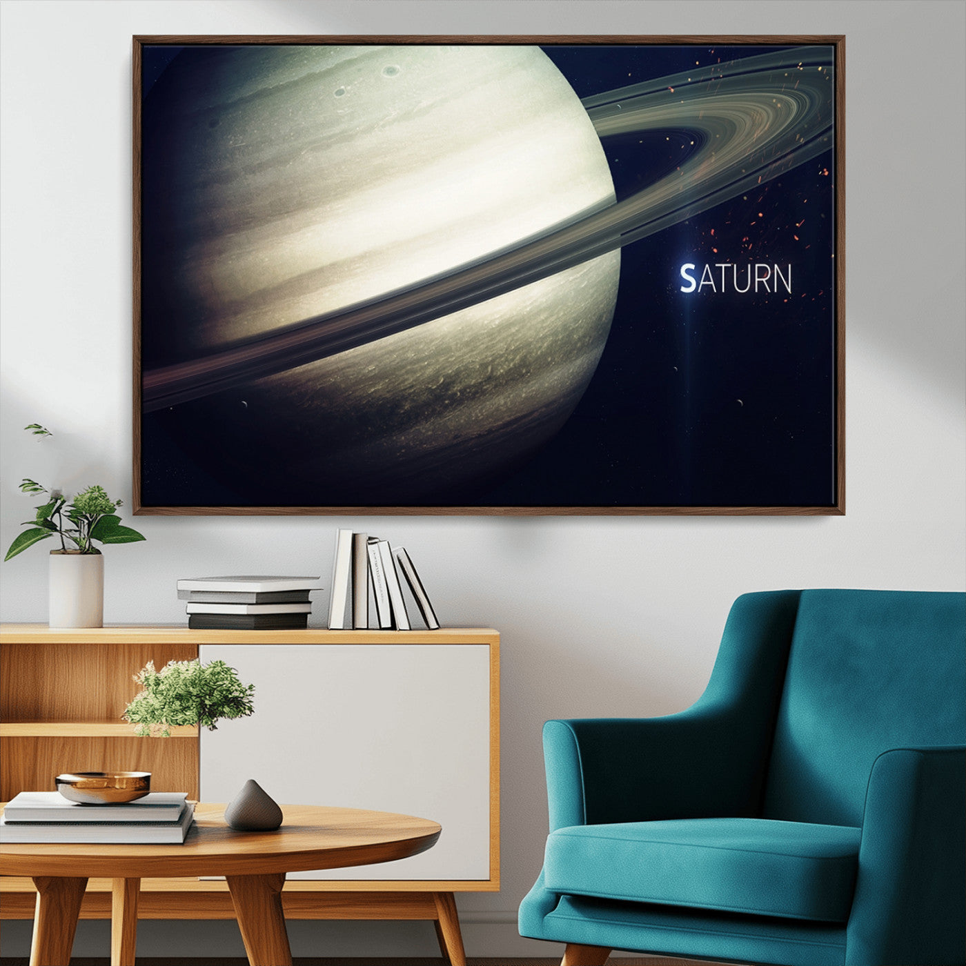 -Framed Saturn Wall Art Canvas Print