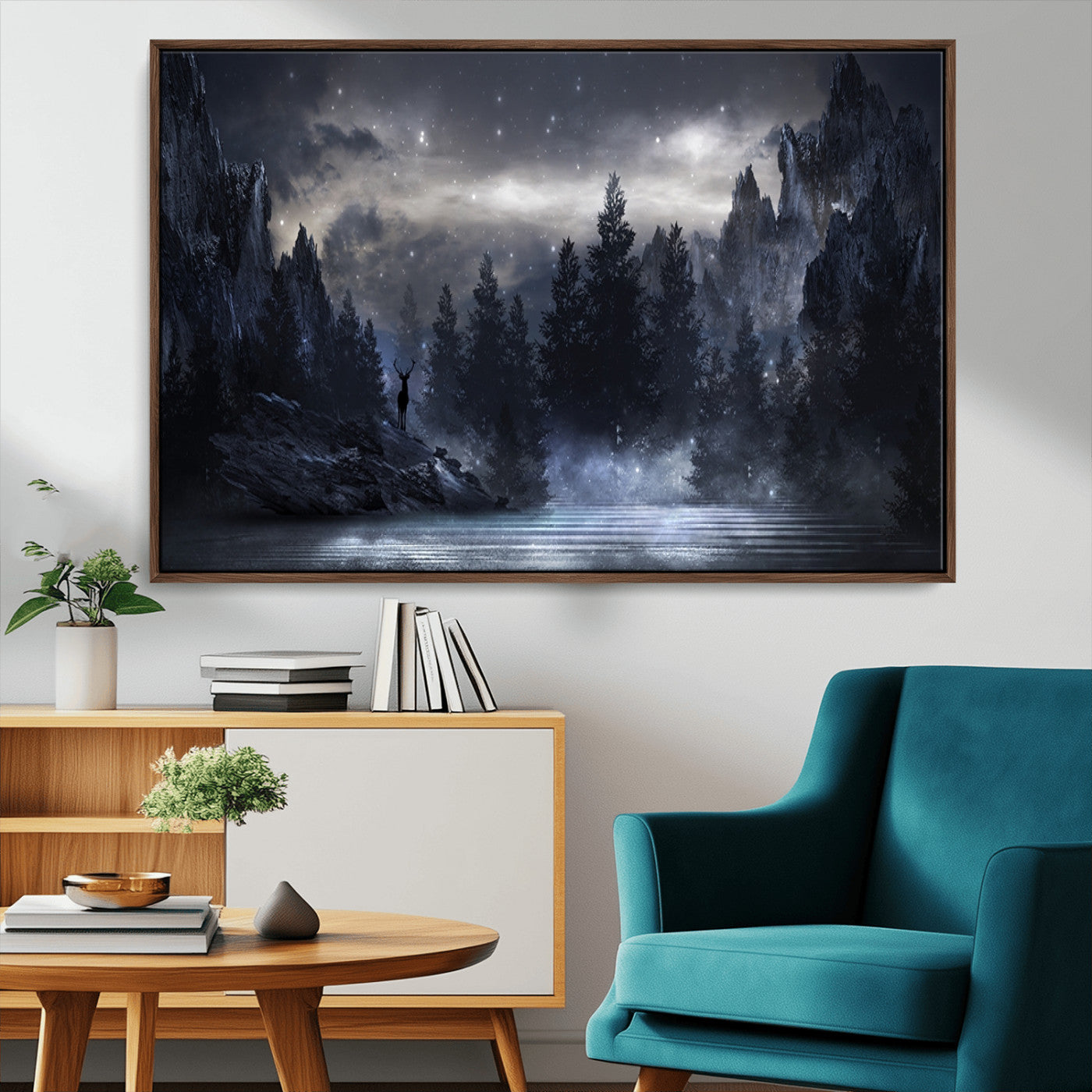 55385-MGV-CV-36X24-Night Landscape and Trees Wall Art Canvas Print