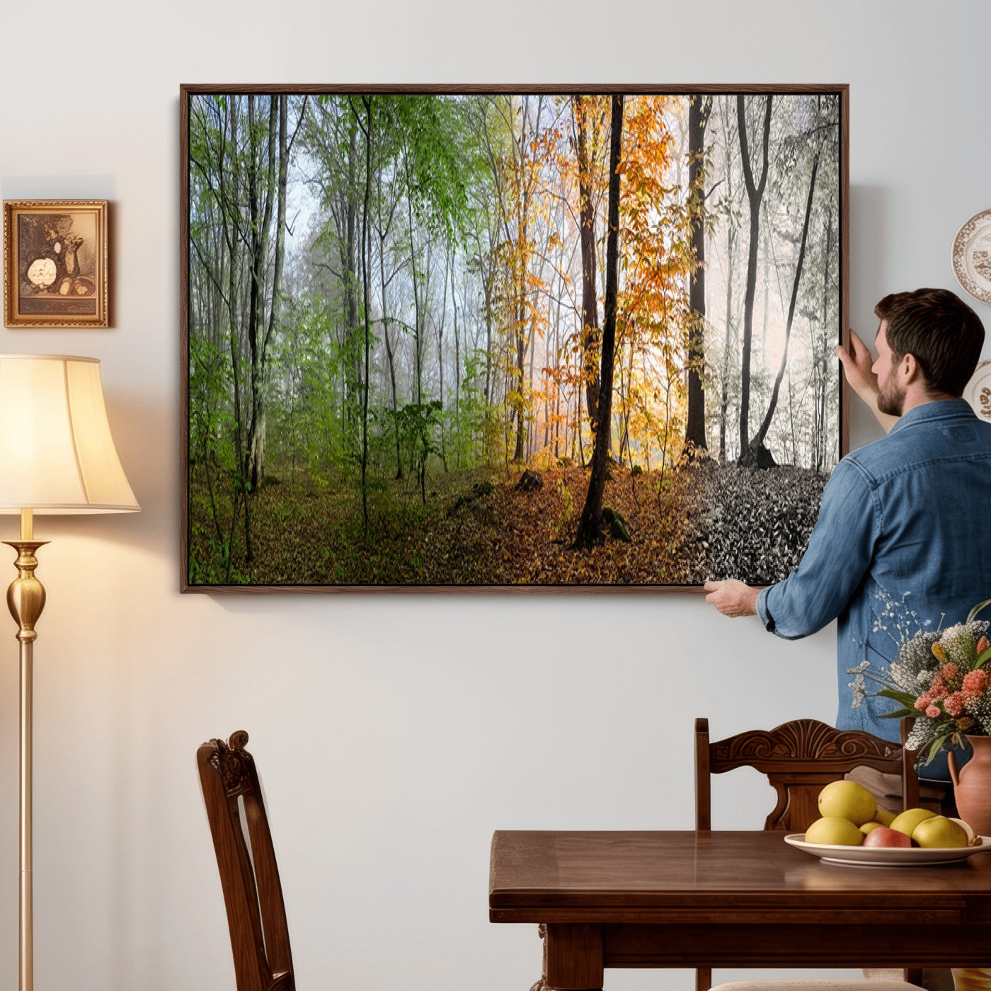 95317-MGV-CV-36X24 - Four Seasons Wall Art Forest Canvas Print – Triptych Seasonal Nature Print – Landscape Decor for Living Room