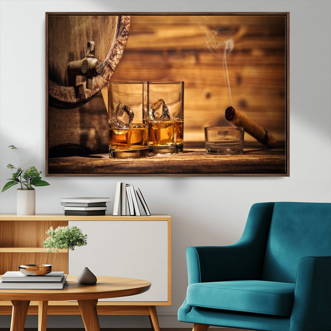 Rustic Whiskey and Barrel Canvas Print