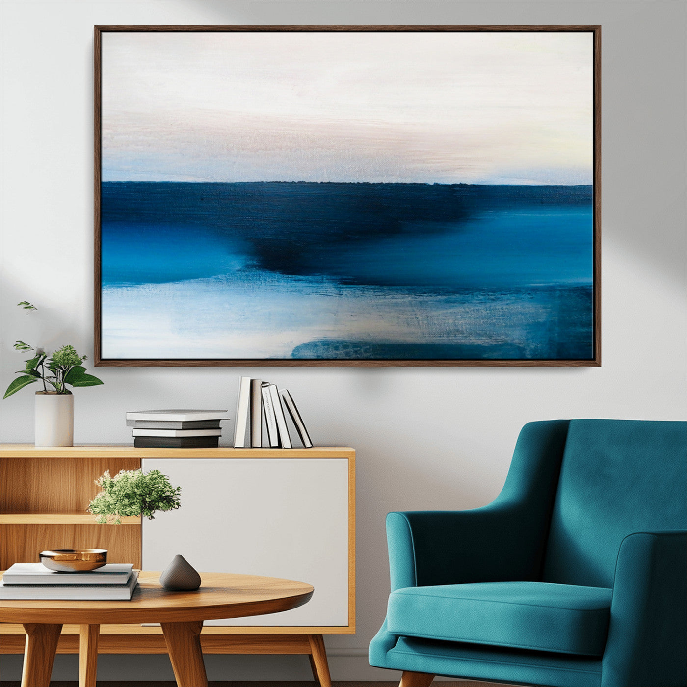 72452-MGV-CV-36X24-Dark Blue Abstract Wall Art Canvas Print