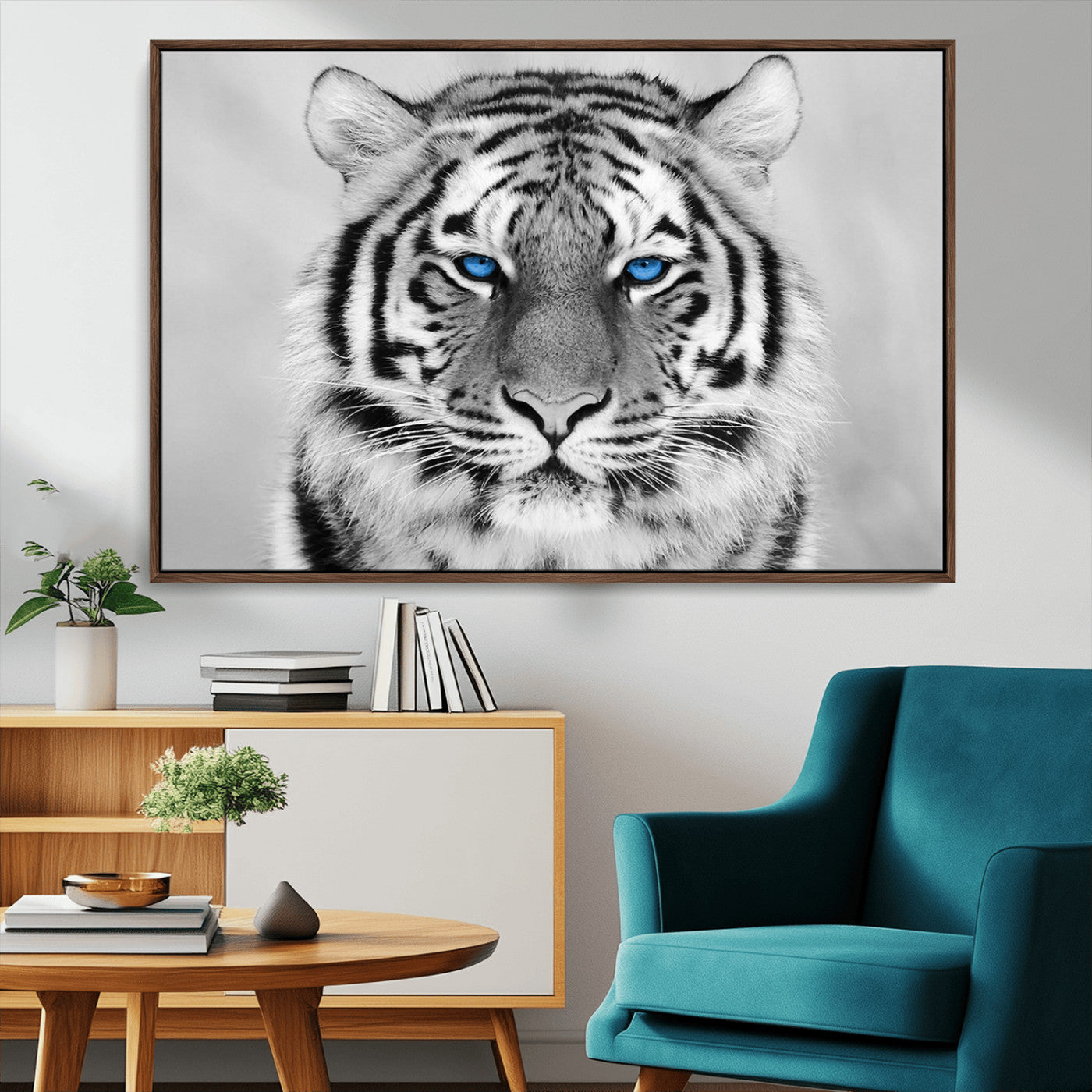 -Black and White Tiger Wall Art Animal Canvas Print