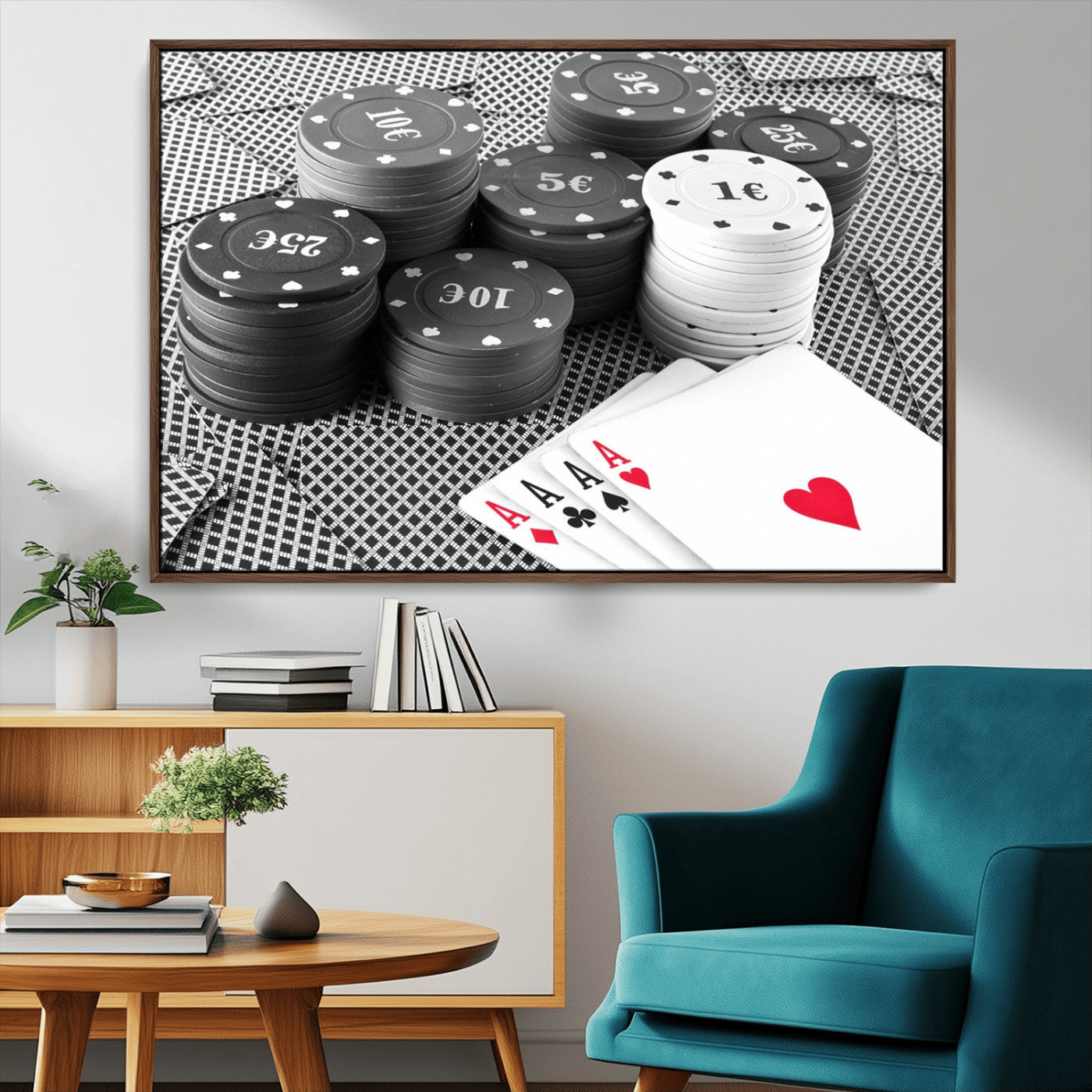 -Poker Game Cards Wall Art Canvas, Multi Panel Wall Art Canvas Print