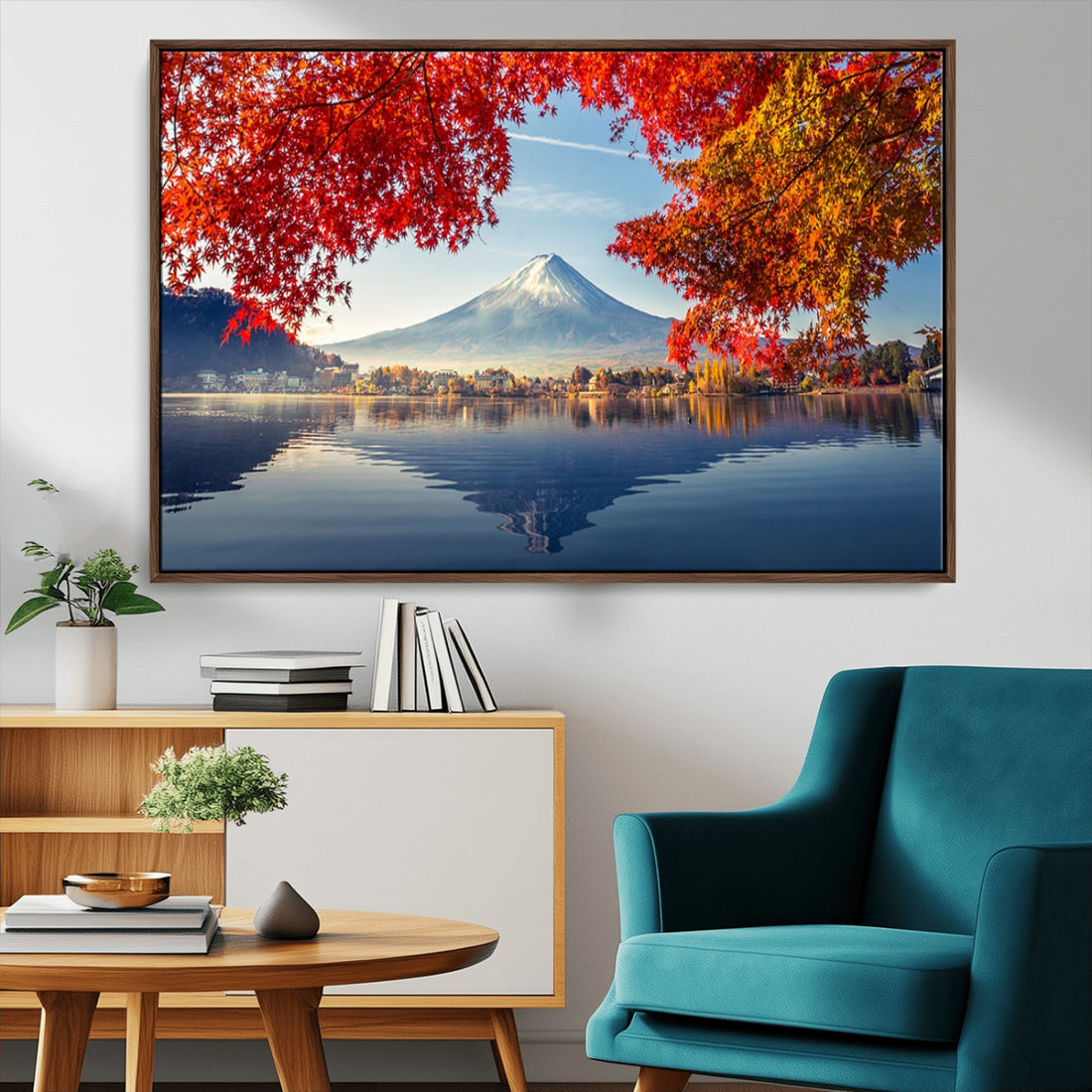 Mount Fuji Canvas Wall Art, Japan Autumn Mountain Canvas Print