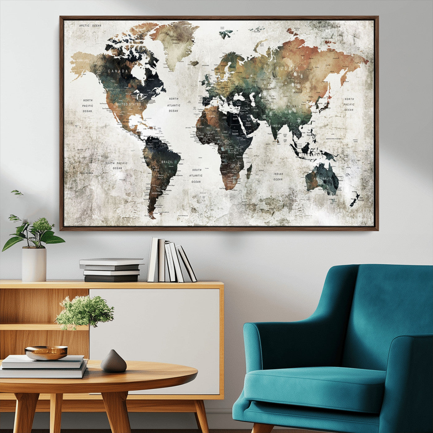 19444-MGV-CV-36X24-Push Pin World Map Canvas Print – Travel Tracker Wall Art for Couples, Perfect Anniversary Gift for Home or Office Decor