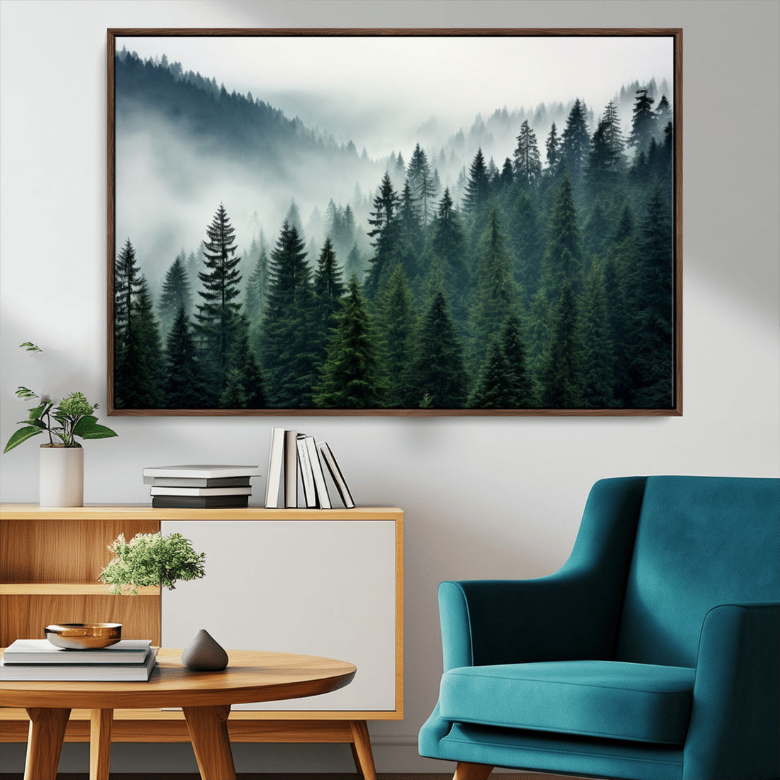 Captivating Misty Forest Wall Art Premium Canvas Print, Foggy and Serene Atmosphere Canvas