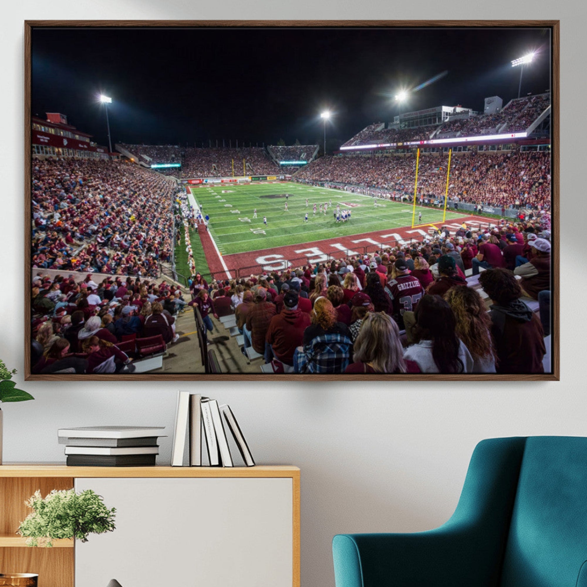 56191-MGV-CV-36X24-American Football Wall Art Canvas Print Framed Stadium Sport Wall Art Print Iconic Game Day Decor for Home, Office