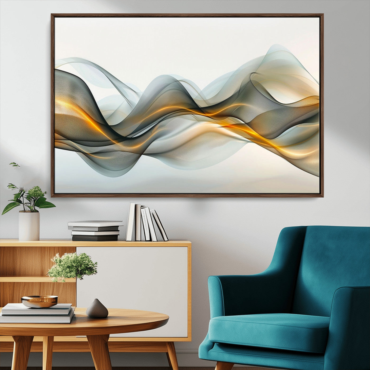 ES1001-MGV-CV-36X24-Abstract Wave Canvas Wall Art – Fluid Contemporary Elegance in Motion – Ready to Hang