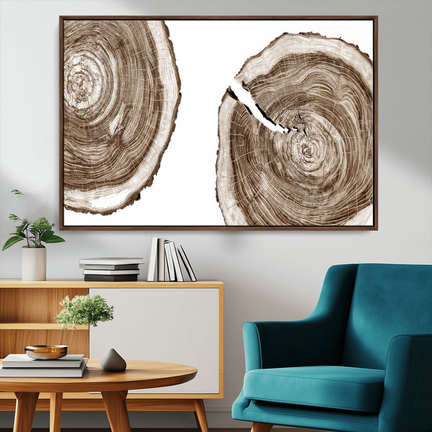 43743-MGV-CV-36X24-Wood Tree Ring Wall Art Canvas Prints, Tree Rings – Minimalist Black and White Wood Art | Triptych
