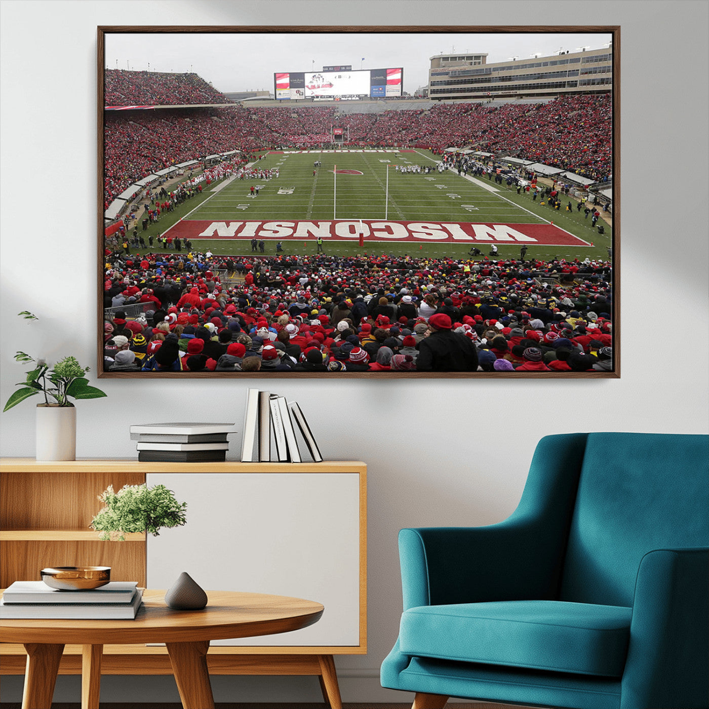 23461-MGV-CV-36X24-Wisconsin Badgers Team Print Canvas - Madison Camp Randall Stadium Wall Art Canvas Print
