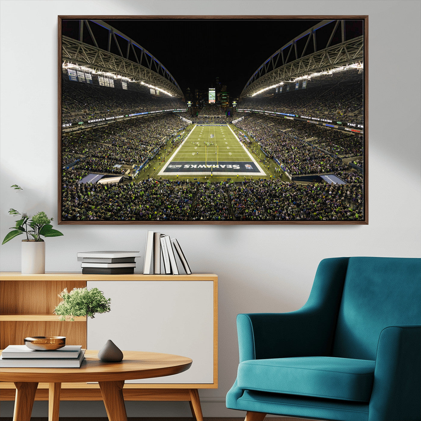 81900-MGV-CV-36X24-Seattle Seahawks Football Team Print Wall Art - Seattle Century Link Field Stadium Wall Art Canvas