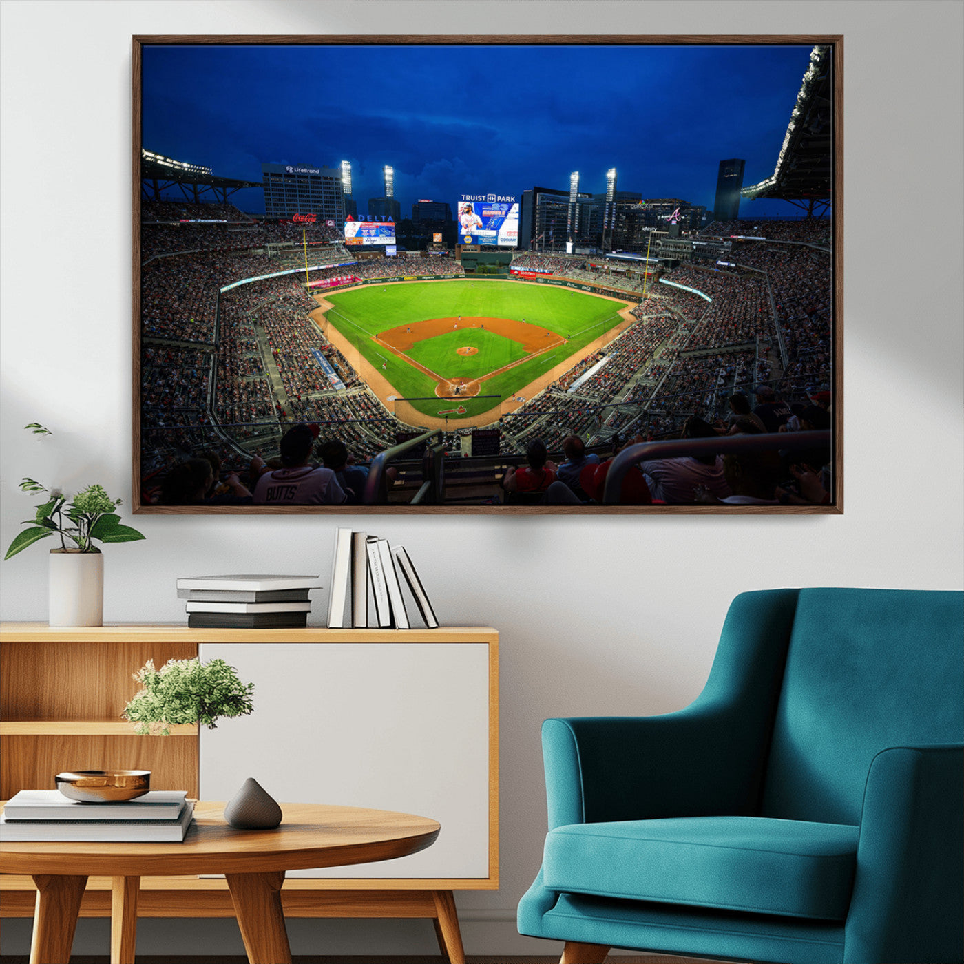 88590-MGV-CV-36X24-Truist Park Night Game Canvas Art - Atlanta Braves Stadium Wall Art Canvas