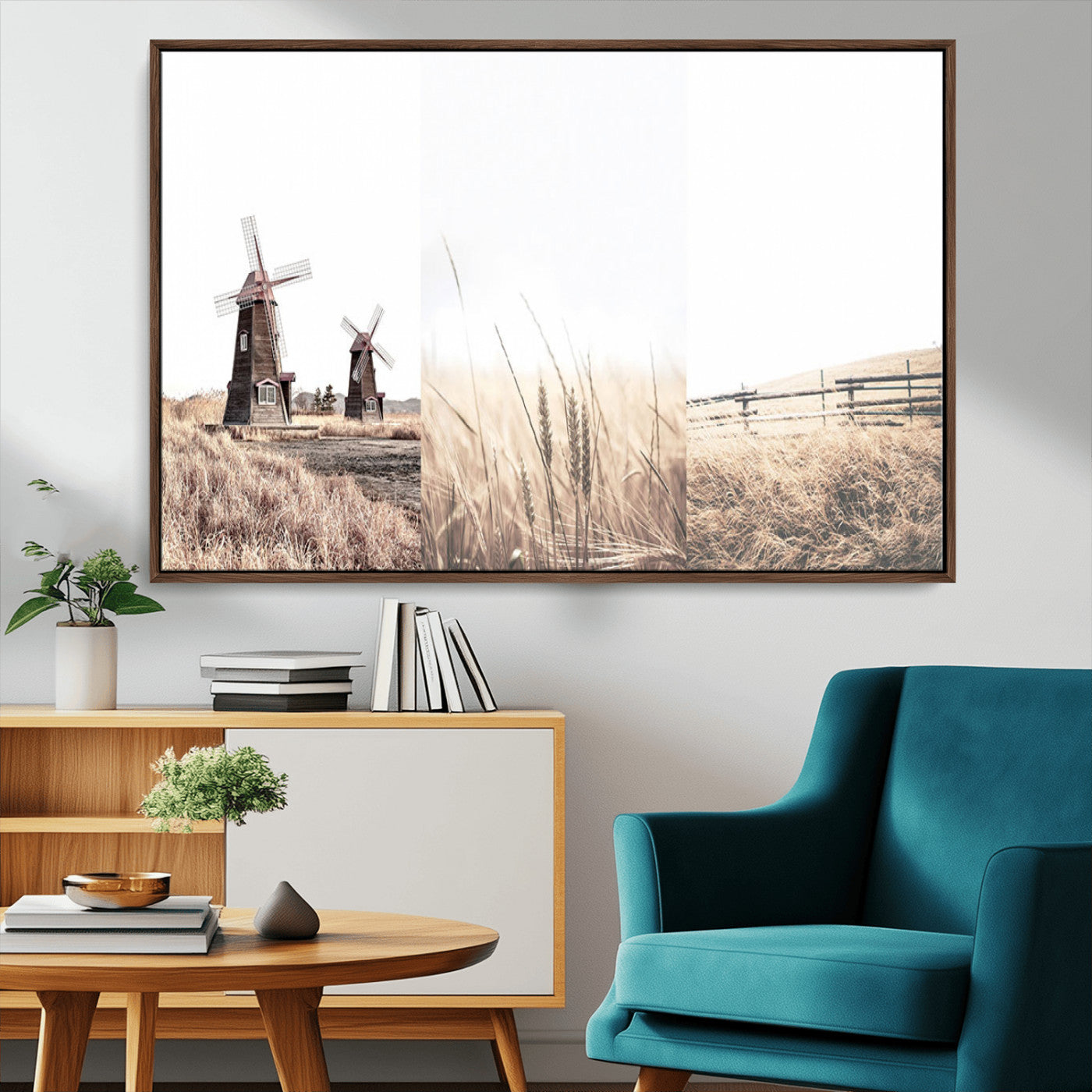 56649-MGV-CV-36X24-Farm Prints Set, Set of 3 Farmhouse Wall Art, Country House Decor, Barn Print, Wheat Print,