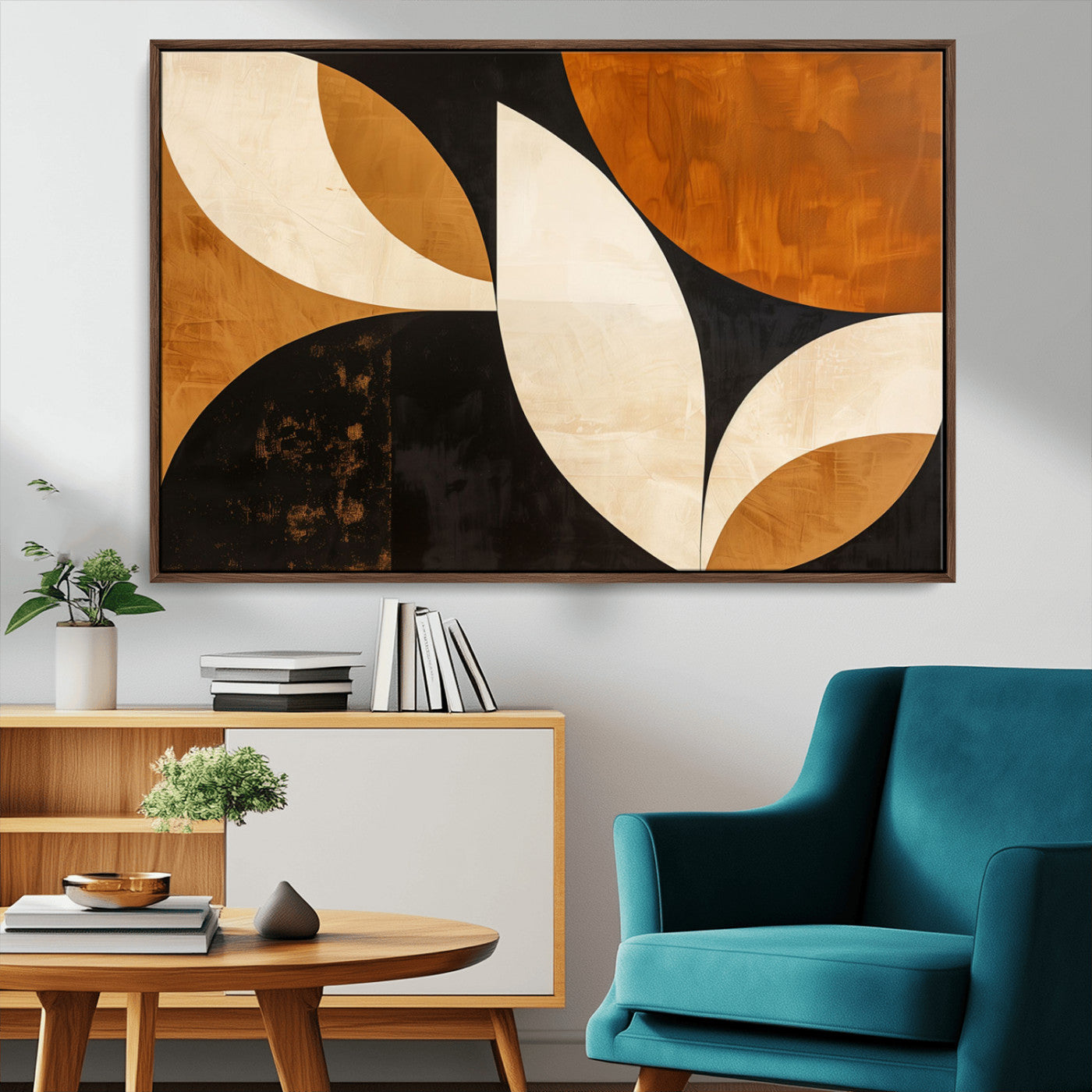 21251-MGV-CV-36X24-Geometric Abstract Wall Art Canvas Print, Mid Century Modern Wall Art Print