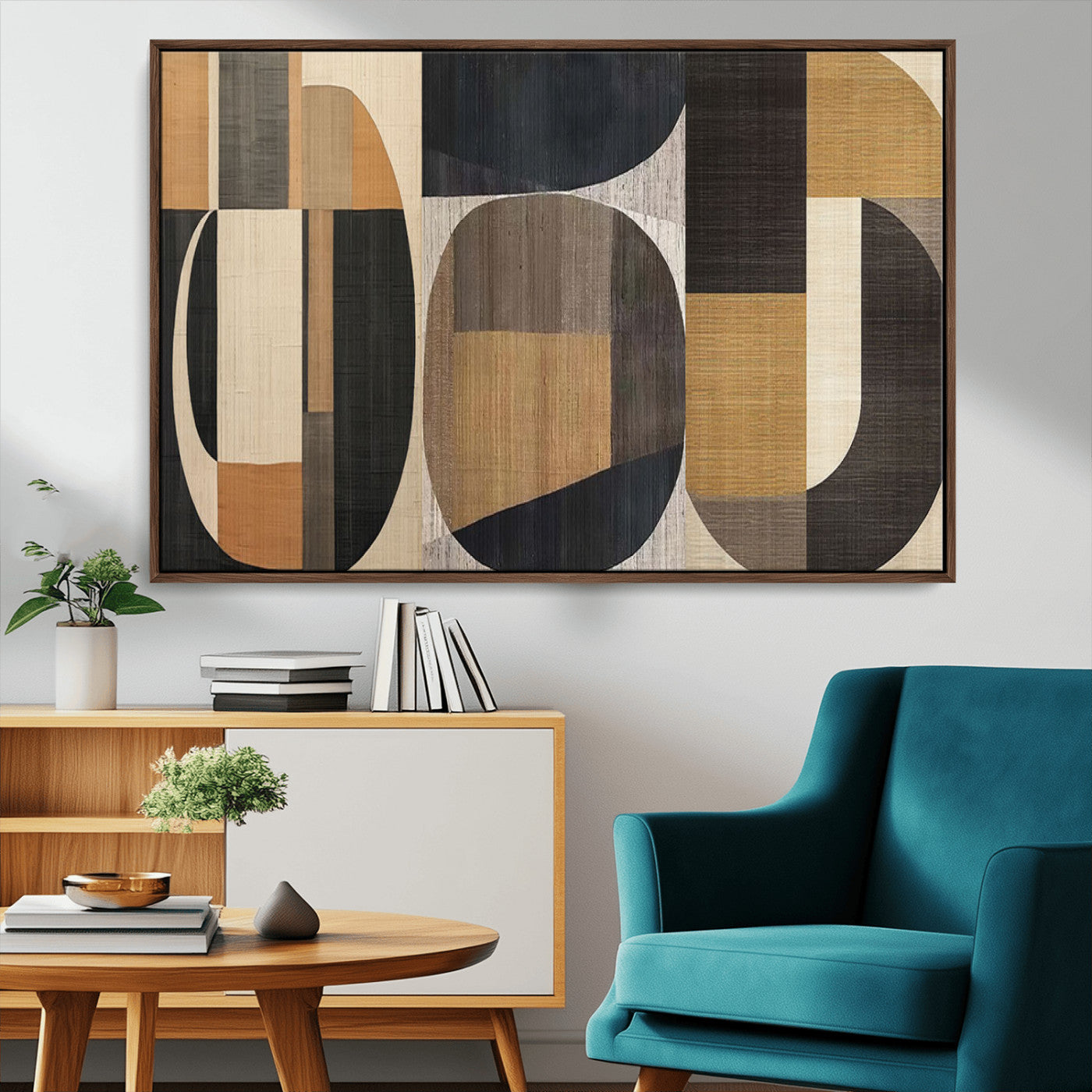 84035-MGV-CV-36X24-Modern Brown Wabi Sabi Wall Art Canvas Print Set – Framed Minimalist Abstract Artwork for Home, Office Decor