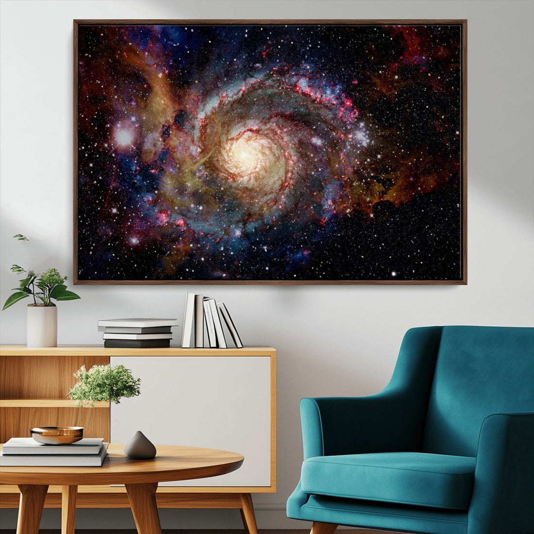 Nebula and Galaxies in Space Wall Art Canvas Print, Spiral Galaxy Wall Art