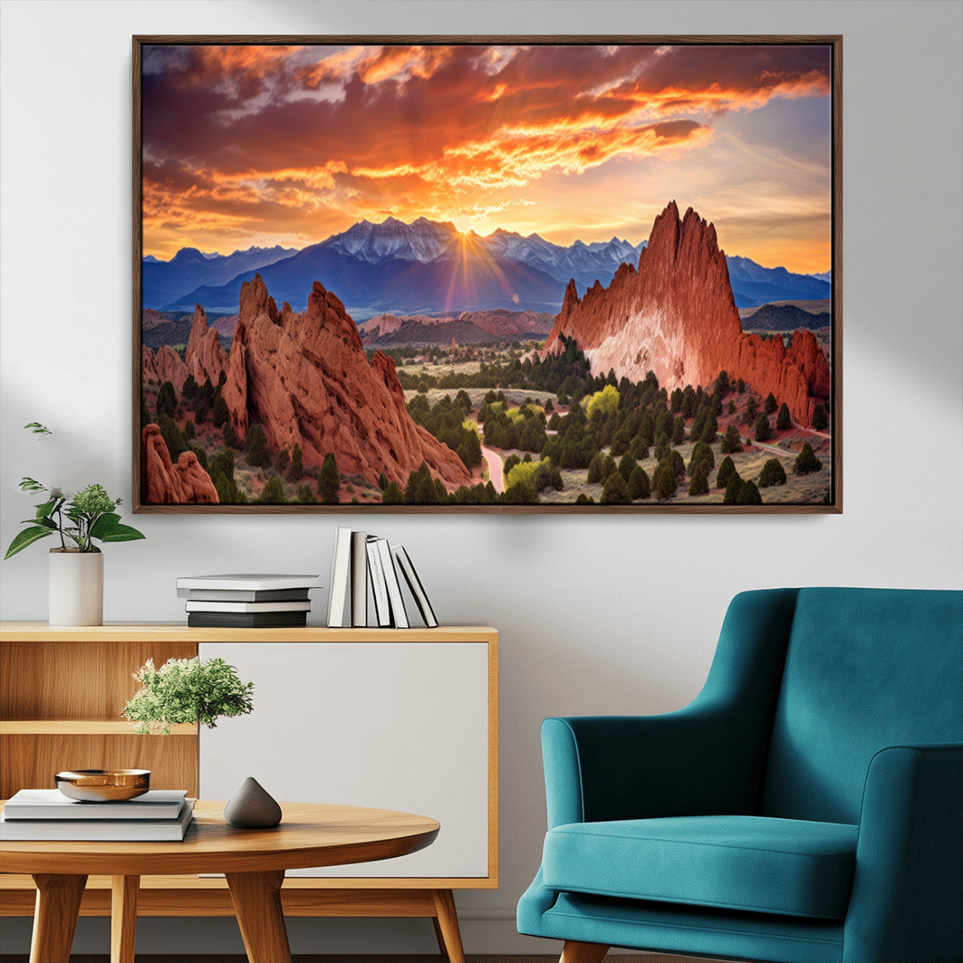 38182-MGV-CV-36X24-Rocky Mountains Sunset Wall Art Canvas Print – Ready to Hang, Framed Colorado Landscape