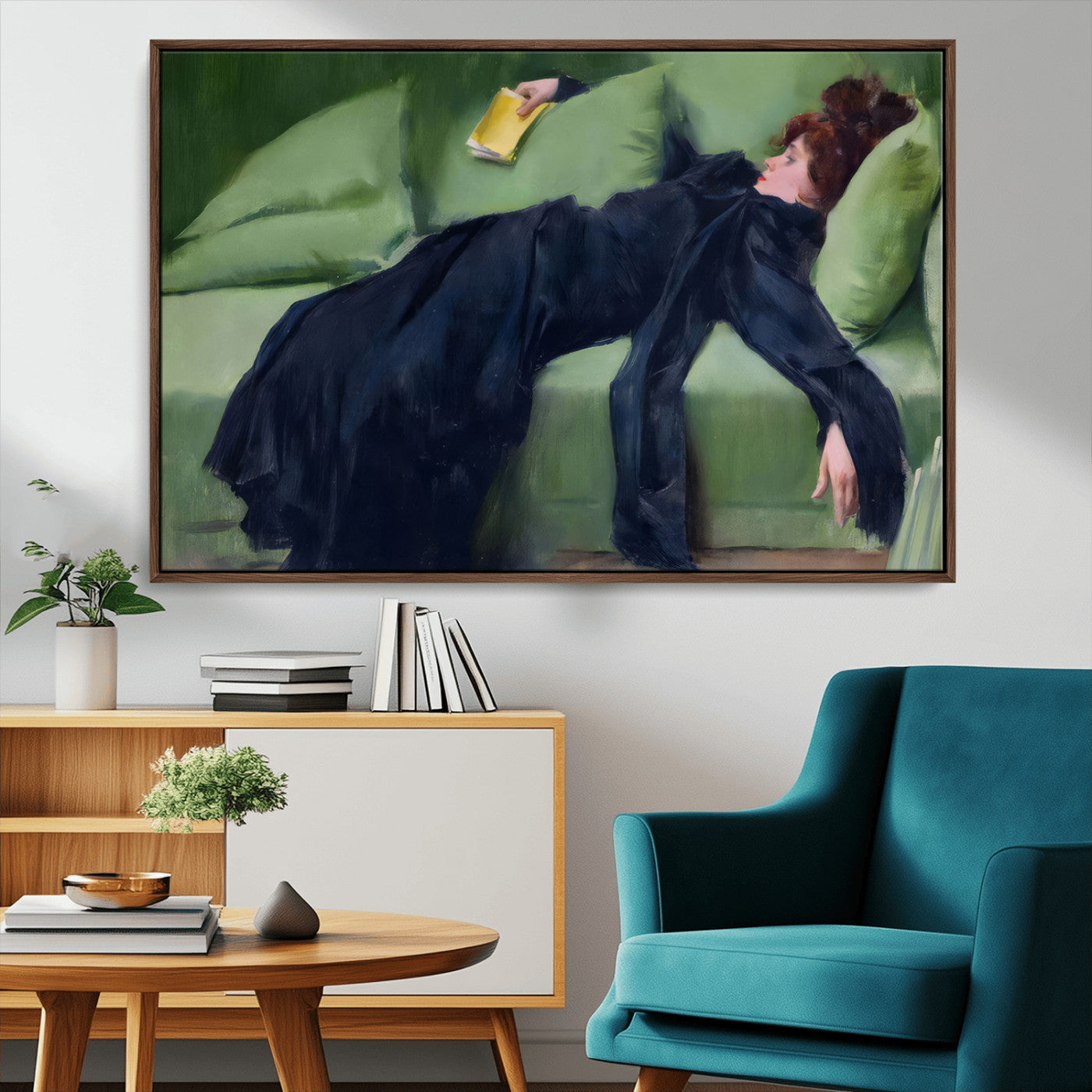 17725-MGV-CV-36X24-Decadent Girl by Ramon Casas Wall Art Canvas Print, Framed Decadent Girl Canvas Print