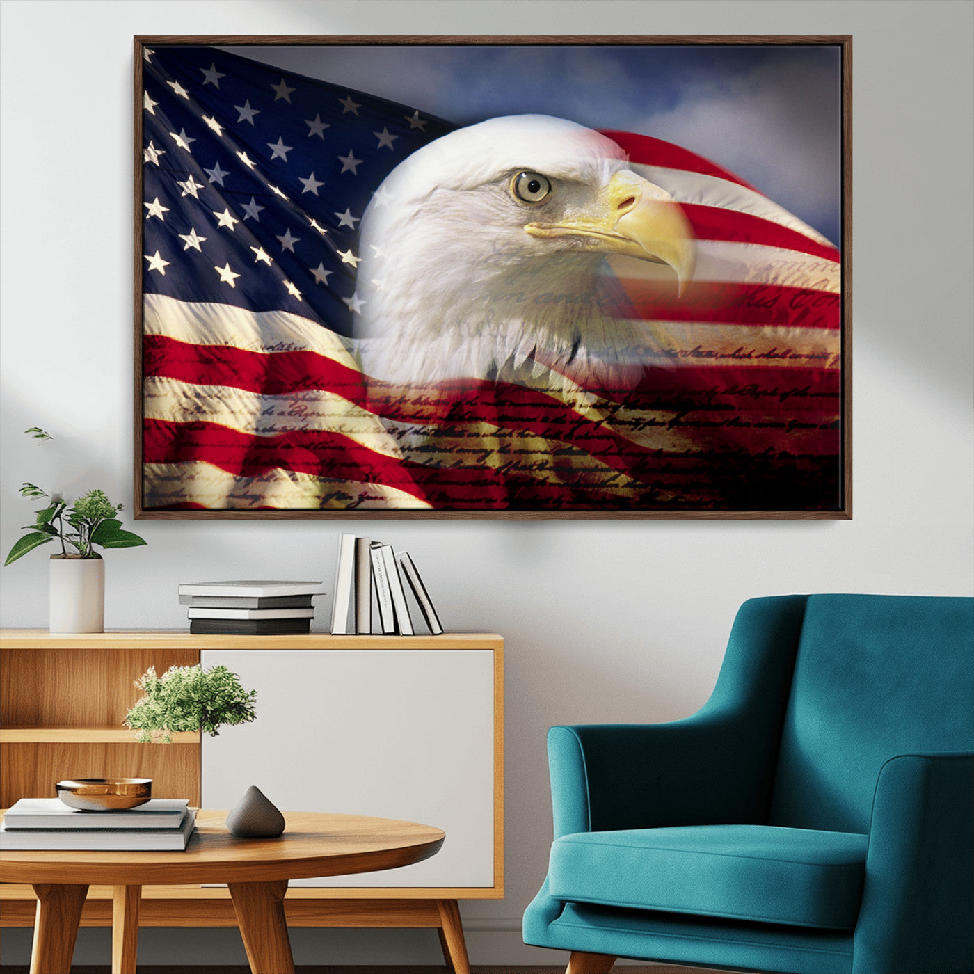 30313-MGV-CV-36X24-American Flag Eagle Symbol Wall Art, American Flag Eagle Wall Art Canvas Print