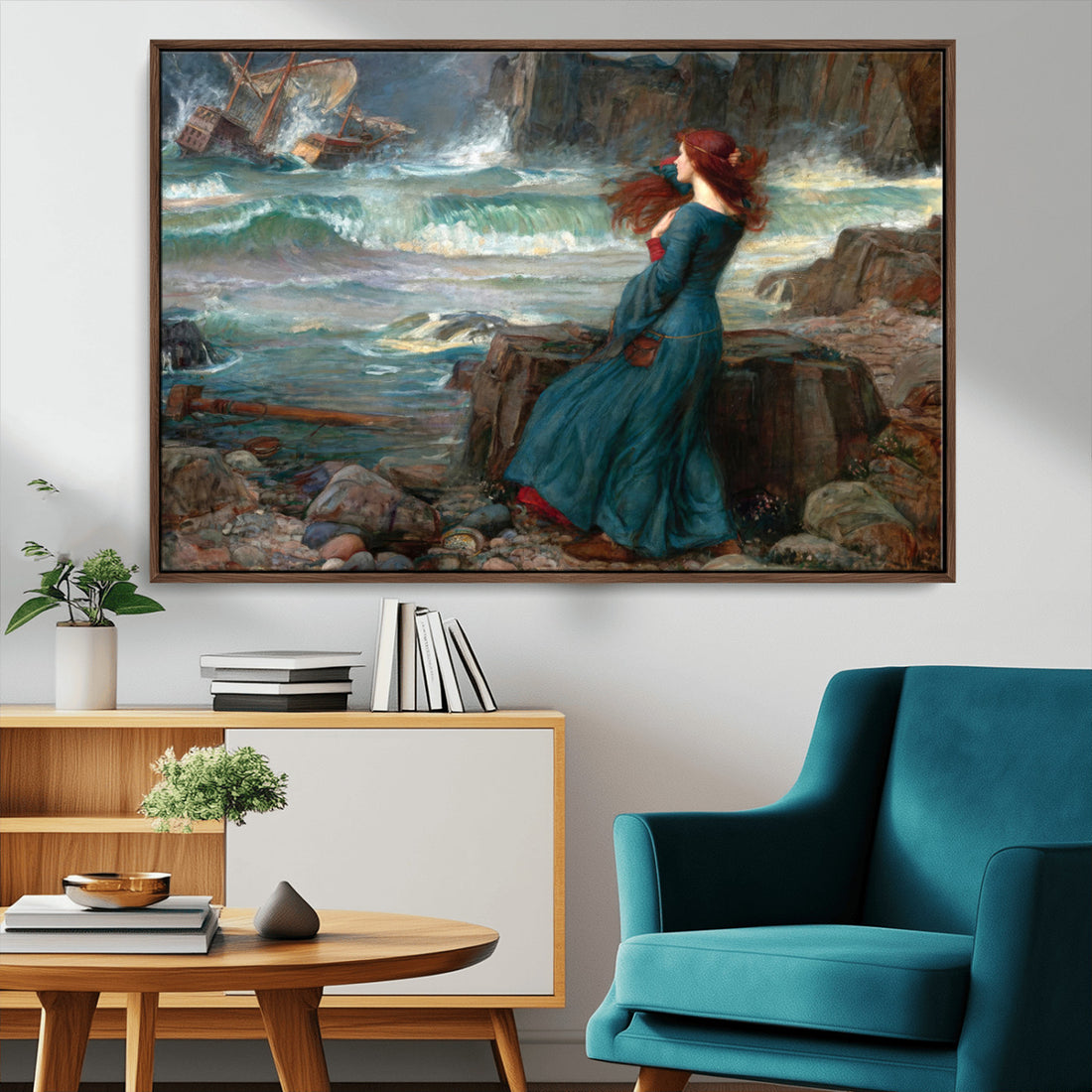 Miranda by the Shore Wall Art Canvas Print, Tempest Scene Ocean Storm