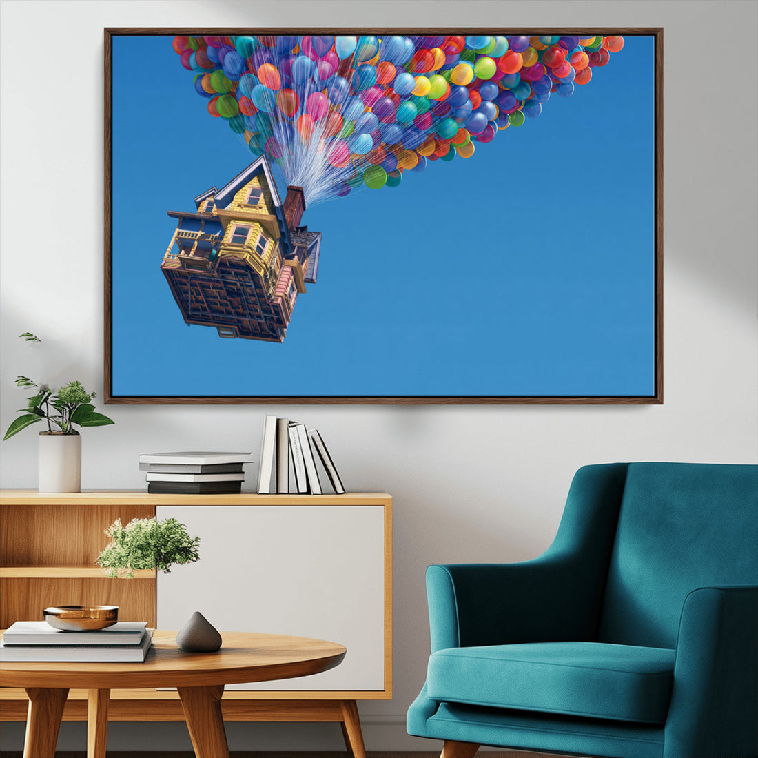 Carl Fredricksen, Up Movie Wall Art, Air Balloons for Kids Room | Extra Large 3 Piece Canvas Wall Art