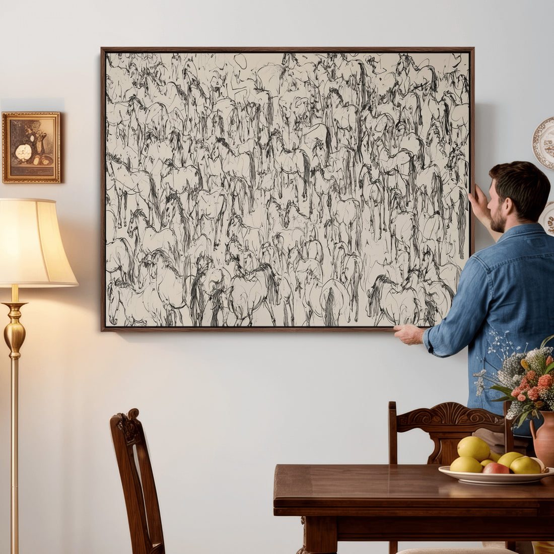 Abstract Horse Sketch Wall Art, Ready to Hang