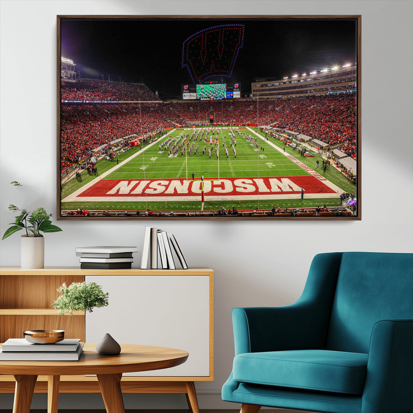 34125-MGV-CV-36X24-Wisconsin Badgers Football Team Print Canvas- Madison Camp Randall Stadium Wall Art Canvas Print