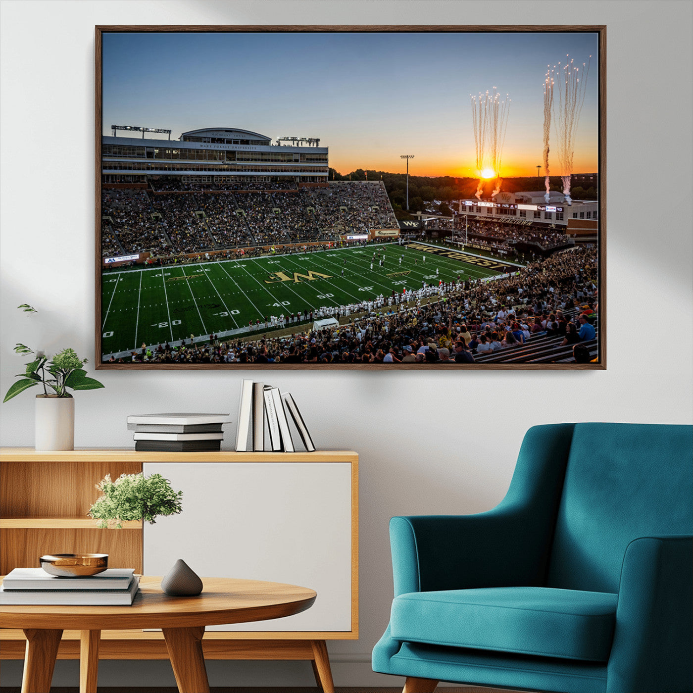 29253-MGV-CV-36X24-Demon Deacons Football Team Print Canvas- Winston-Salem Allegacy Federal Credit Union Stadium Wall