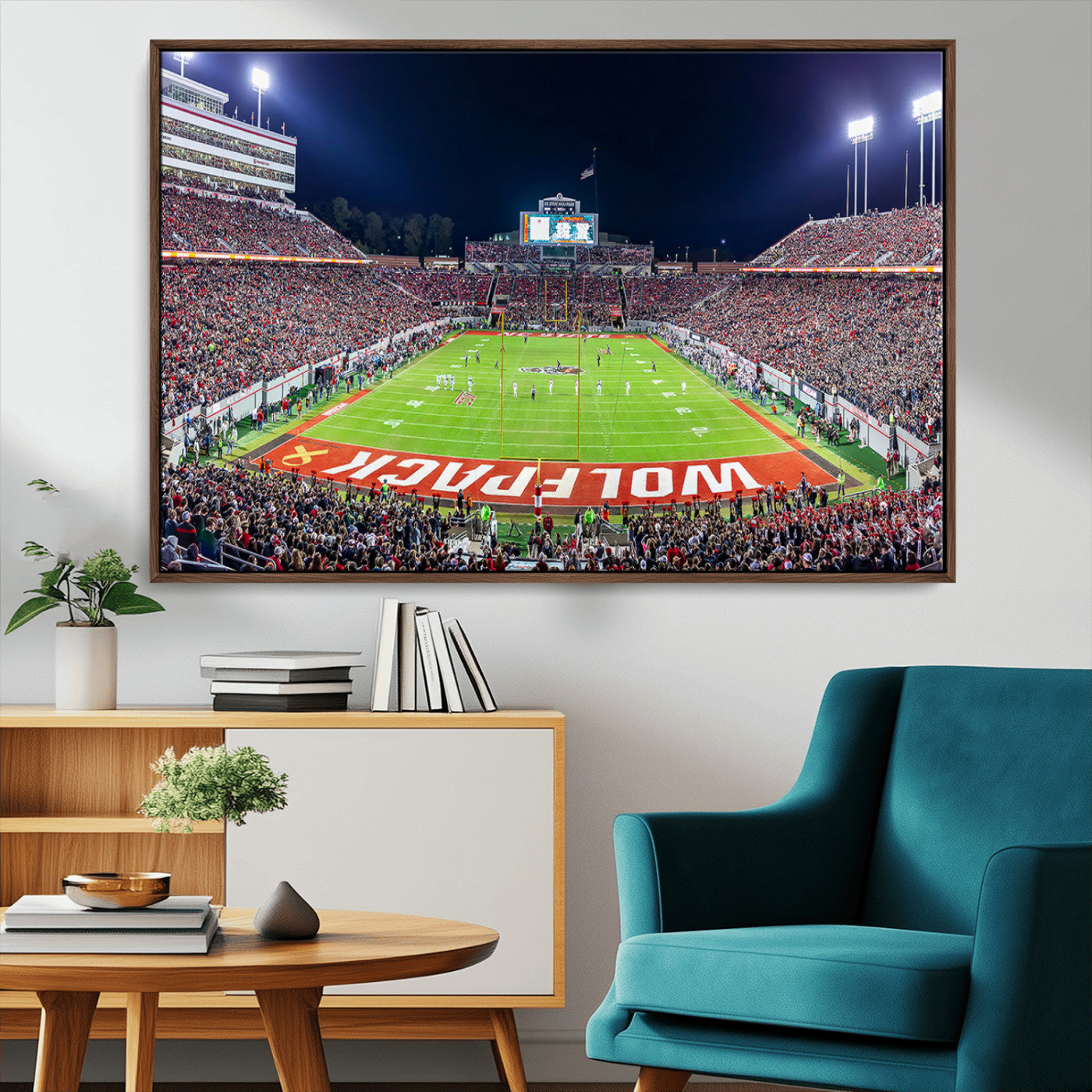 80943-MGV-CV-36X24-Wolfpack Football Team Print - Raleigh Carter-Finley Stadium Wall Art Canvas Print