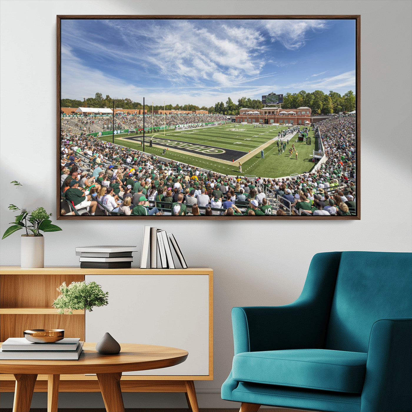 67799-MGV-CV-36X24-University of Charlotte 49ers Football Team Print - Charlotte Jerry Richardson Stadium Canvas Print