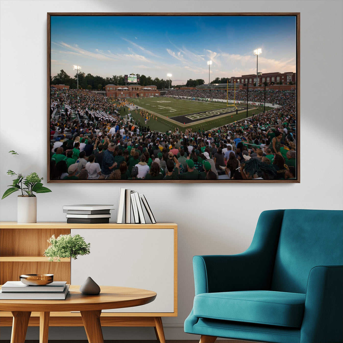 12290-MGV-CV-36X24-University of Charlotte 49ers Football Team Print - Charlotte Jerry Richardson Stadium Wall Art