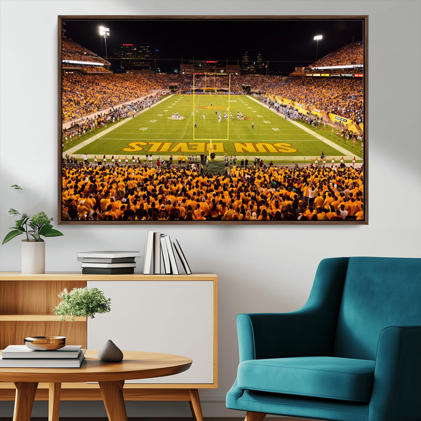 21588-MGV-CV-36X24-ASU Sun Devils Football Team Print - Phoenix Mountain America Stadium Wall Art Canvas Print